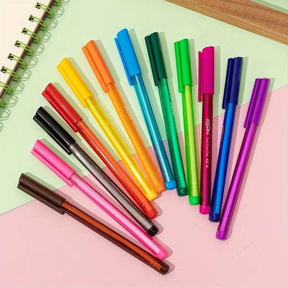 10PCS Colorful Ballpoint Pen Set with Transparent Barrel
