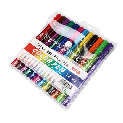 10PCS Colorful Ballpoint Pen Set with Transparent Barrel