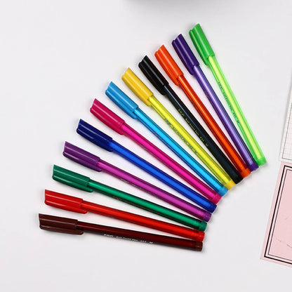 10PCS Colorful Ballpoint Pen Set with Transparent Barrel