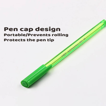10PCS Colorful Ballpoint Pen Set with Transparent Barrel