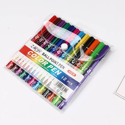 10PCS Colorful Ballpoint Pen Set with Transparent Barrel