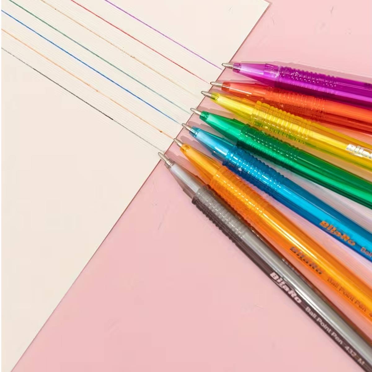 10PCS Colorful Ballpoint Pen Set with Transparent Barrel