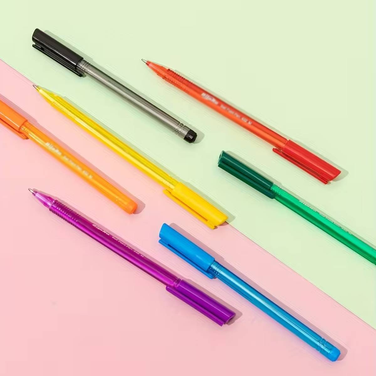 10PCS Colorful Ballpoint Pen Set with Transparent Barrel