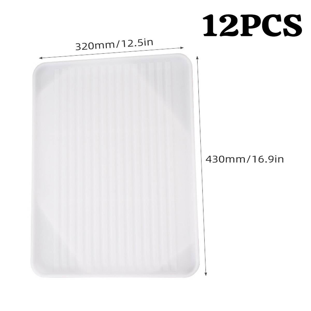12 Pcs Rectangular Plastic Serving Tray Anti-Slip White
