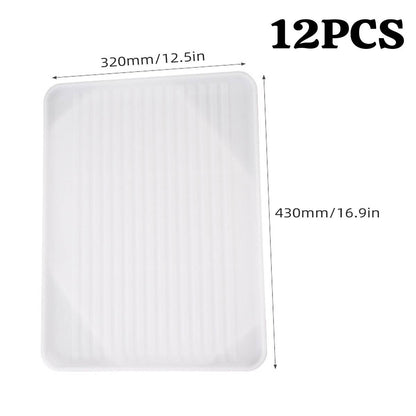12 Pcs Rectangular Plastic Serving Tray Anti-Slip White
