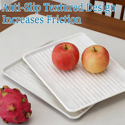 12 Pcs Rectangular Plastic Serving Tray Anti-Slip White