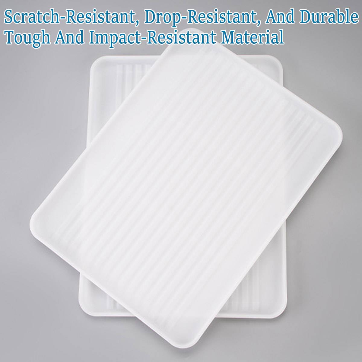 12 Pcs Rectangular Plastic Serving Tray Anti-Slip White