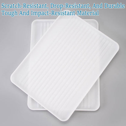 12 Pcs Rectangular Plastic Serving Tray Anti-Slip White
