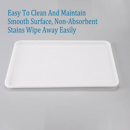 12 Pcs Rectangular Plastic Serving Tray Anti-Slip White