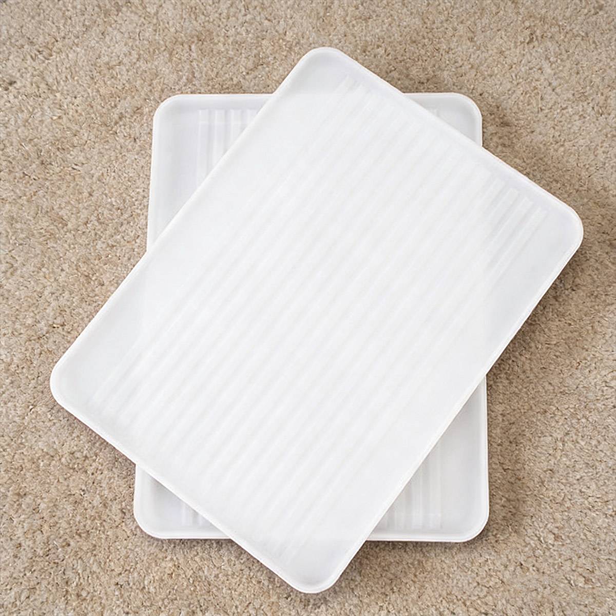 12 Pcs Rectangular Plastic Serving Tray Anti-Slip White