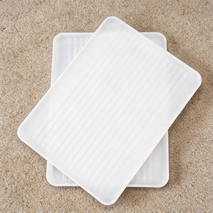 12 Pcs Rectangular Plastic Serving Tray Anti-Slip White