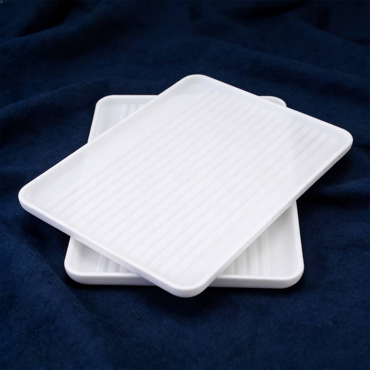 12 Pcs Rectangular Plastic Serving Tray Anti-Slip White
