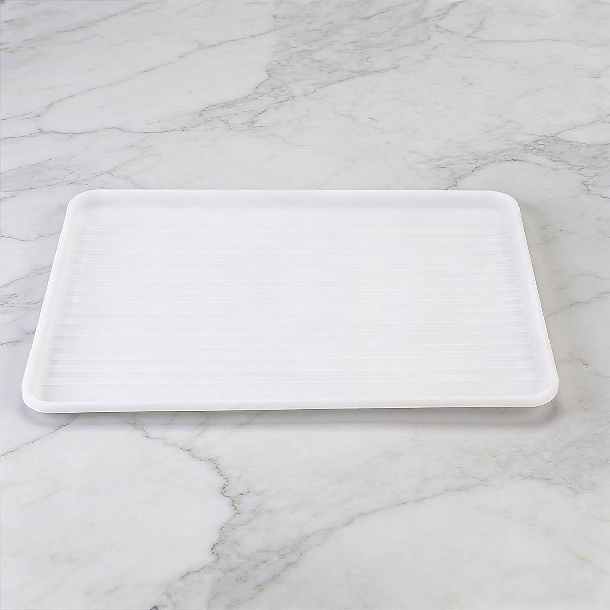 12 Pcs Rectangular Plastic Serving Tray Anti-Slip White