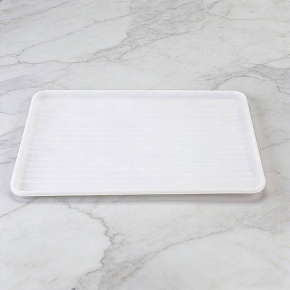12 Pcs Rectangular Plastic Serving Tray Anti-Slip White