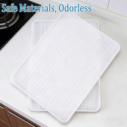 12 Pcs Rectangular Plastic Serving Tray Anti-Slip White