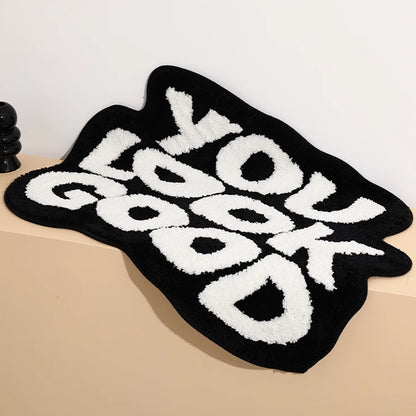 Absorbent Non Slip Letter Flocking Home Carpet Floor Mat Bed Blanket Bedroom Rug
