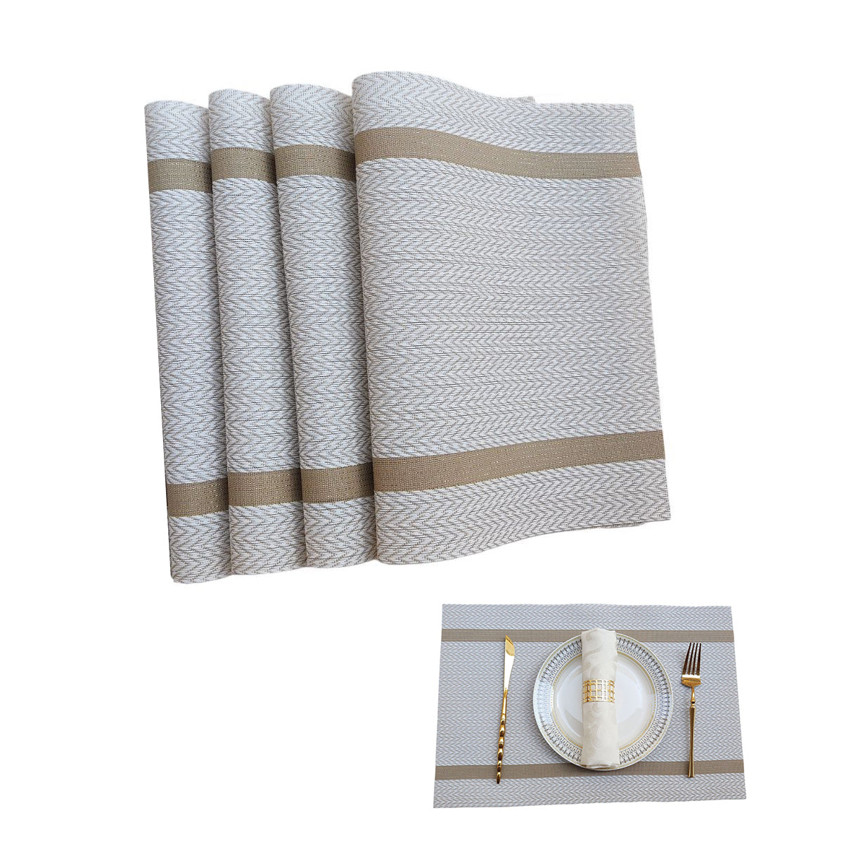 4X Anti-Skid Woven Placemat Waterproof Oil-proof Placemat Heat Resistant PVC Mat