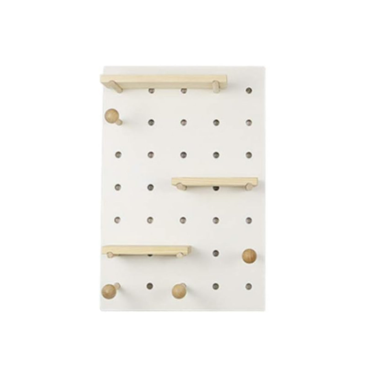 Wall Mounted Pegboard Shelf with Wooden Hooks – Product View 13