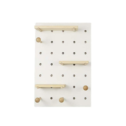 Wall Mounted Pegboard Shelf with Wooden Hooks – Product View 13