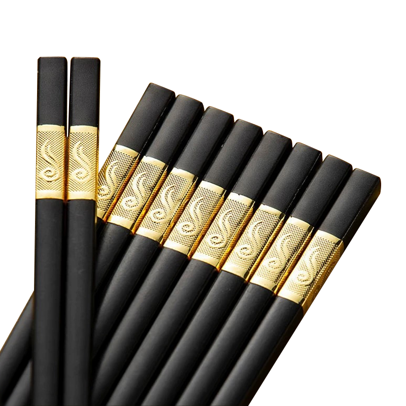 10 Pairs Reusable Alloy Chopsticks Dishwasher Safe Non-Slip