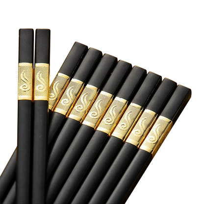 10 Pairs Reusable Alloy Chopsticks Dishwasher Safe Non-Slip