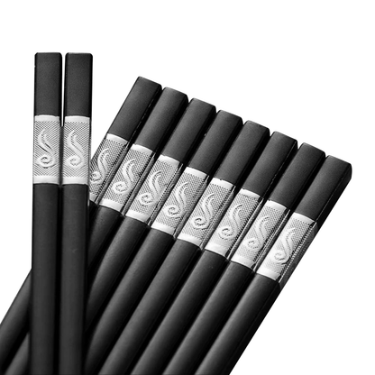 10 Pairs Reusable Alloy Chopsticks Dishwasher Safe Non-Slip