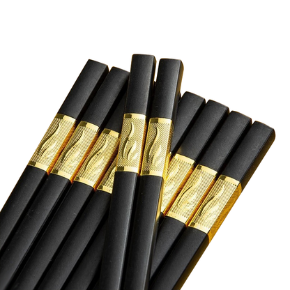 10 Pairs Reusable Alloy Chopsticks Dishwasher Safe Non-Slip
