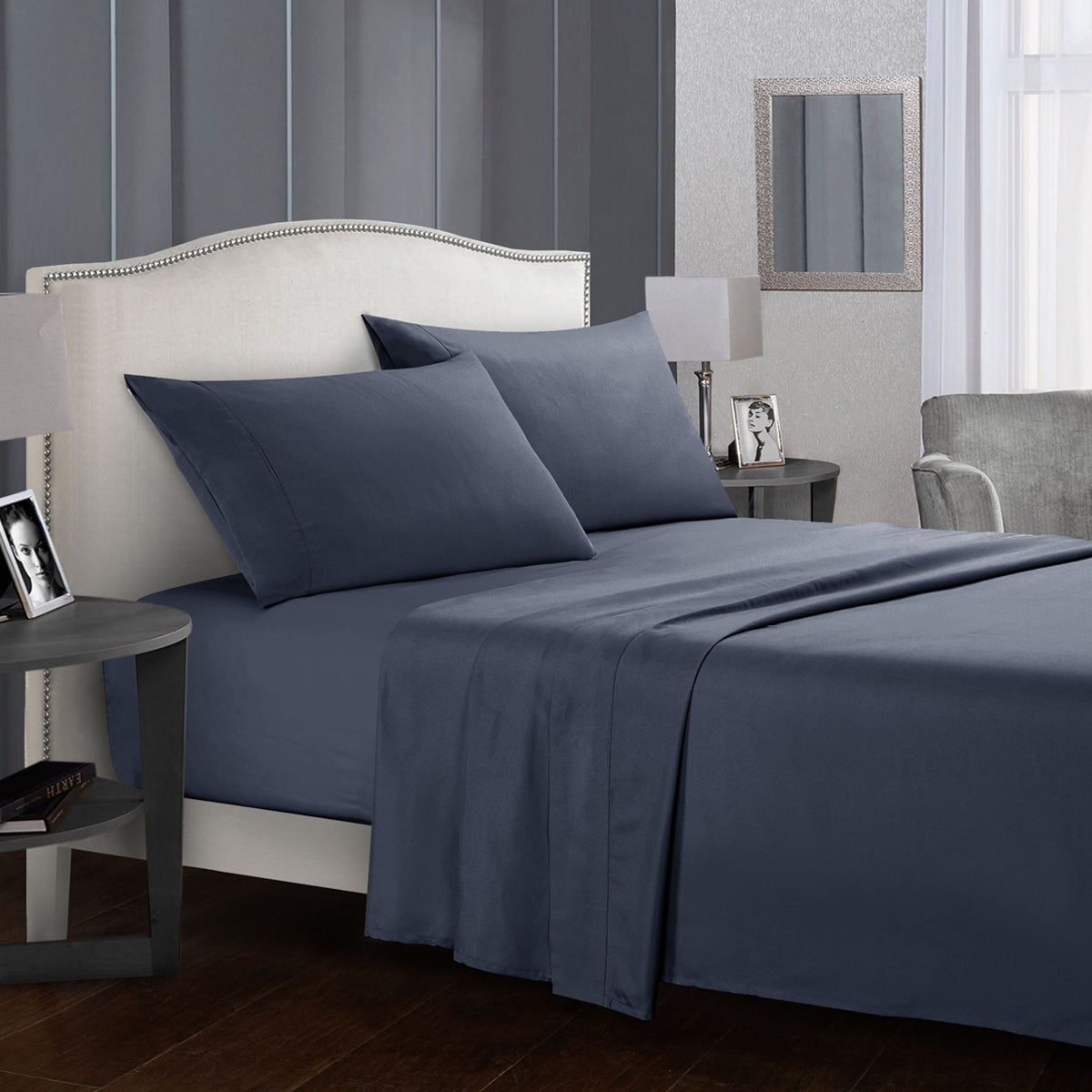 4 Piece Fitted Sheet Bedding Set Soft Wrinkle Resistant