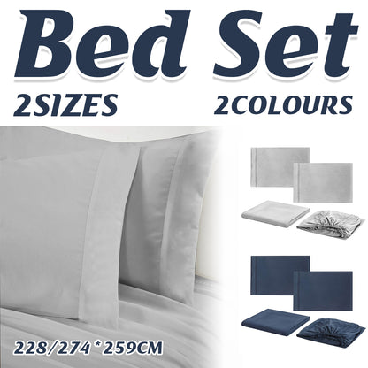 4 Piece Fitted Sheet Bedding Set Soft Wrinkle Resistant