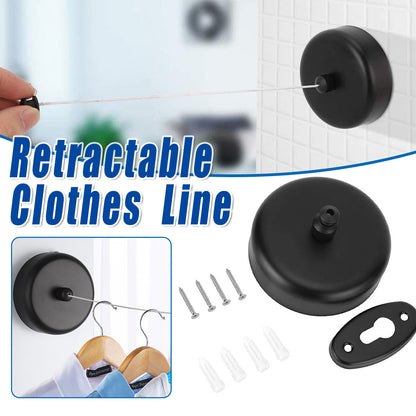 Retractable Clothesline Wall Mounted Black for Bathroom Balcony
