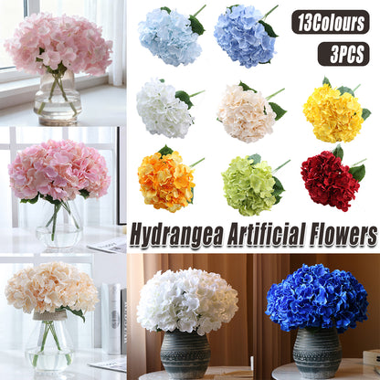 Artificial Hydrangea Bouquet 3pcs Silk Flowers Home Wedding Decor