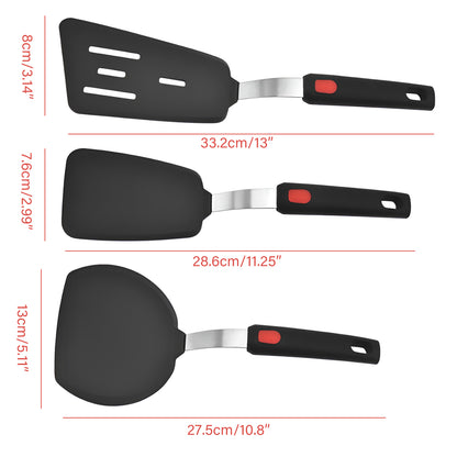 3 Pcs Silicone Spatula Set with Stainless Steel Core for Cooking