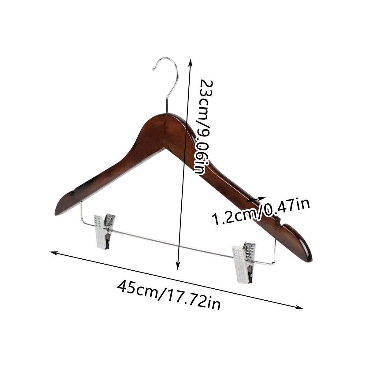 Solid Wood Coat Hanger Non Slip Thickened Clothes Strap Clip For Guest Room