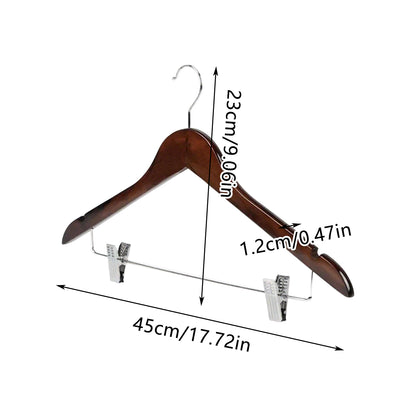 Solid Wood Coat Hanger Non Slip Thickened Clothes Strap Clip For Guest Room