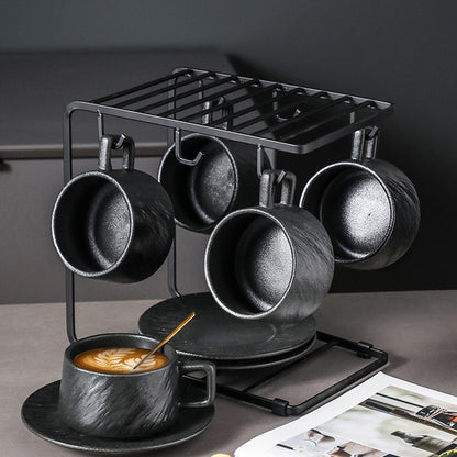 Ceramic Coffee Cup and Saucer Set Simple Tea Mug for Breakfast Drinkware