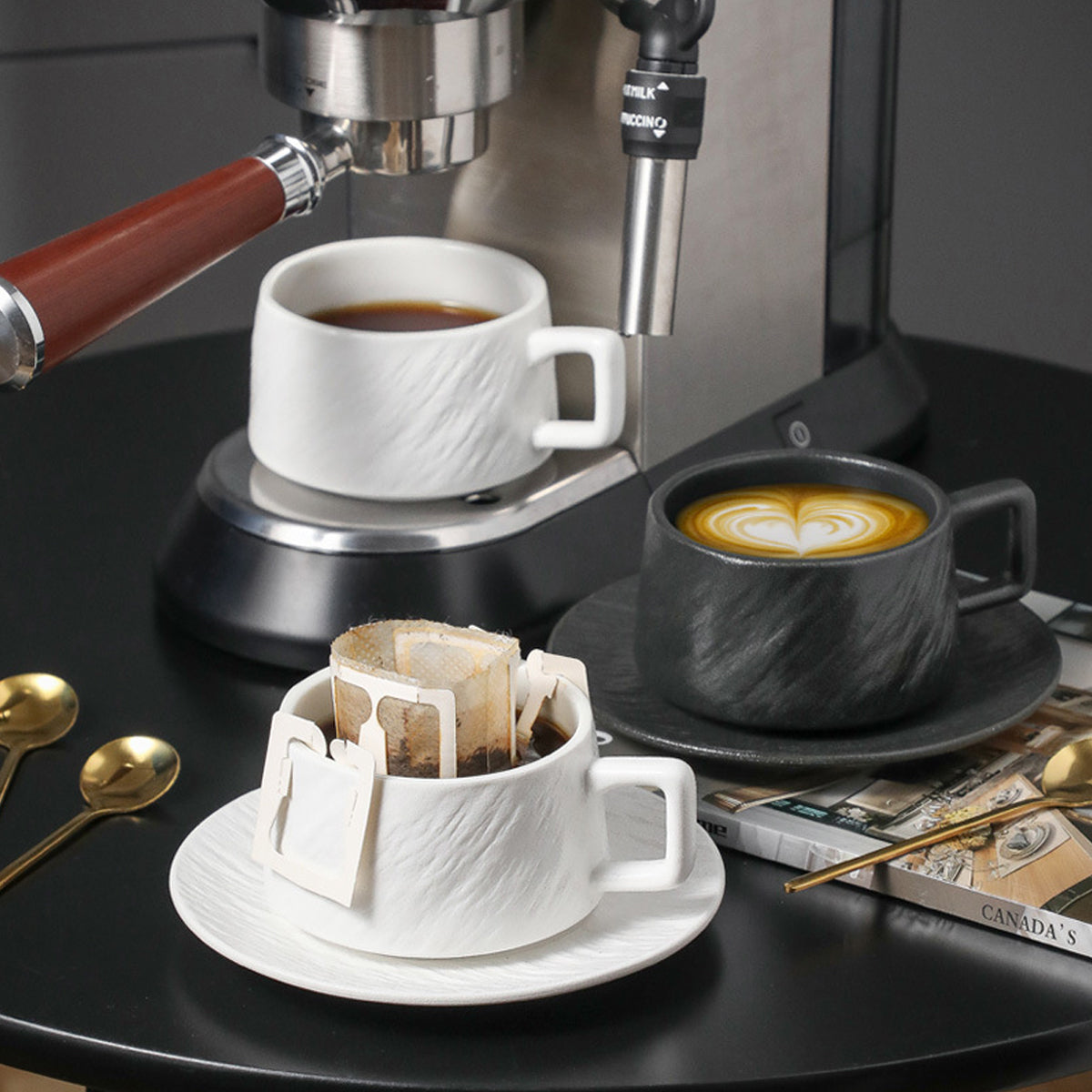 Ceramic Coffee Cup and Saucer Set Simple Tea Mug for Breakfast Drinkware