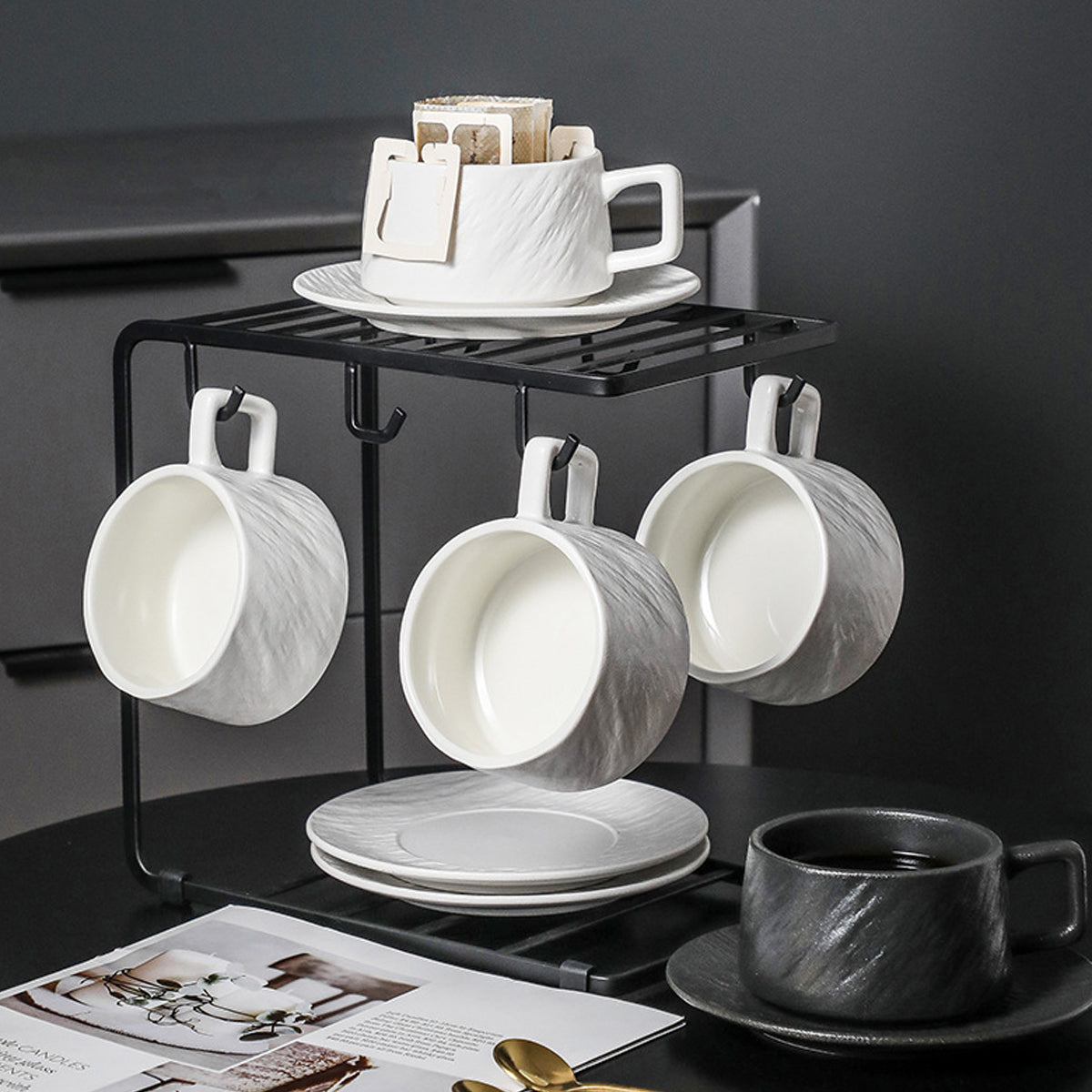 Ceramic Coffee Cup and Saucer Set Simple Tea Mug for Breakfast Drinkware