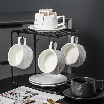 Ceramic Coffee Cup and Saucer Set Simple Tea Mug for Breakfast Drinkware
