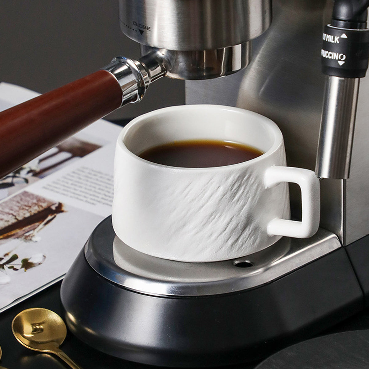 Ceramic Coffee Cup and Saucer Set Simple Tea Mug for Breakfast Drinkware