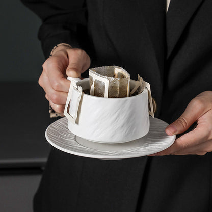 Ceramic Coffee Cup and Saucer Set Simple Tea Mug for Breakfast Drinkware
