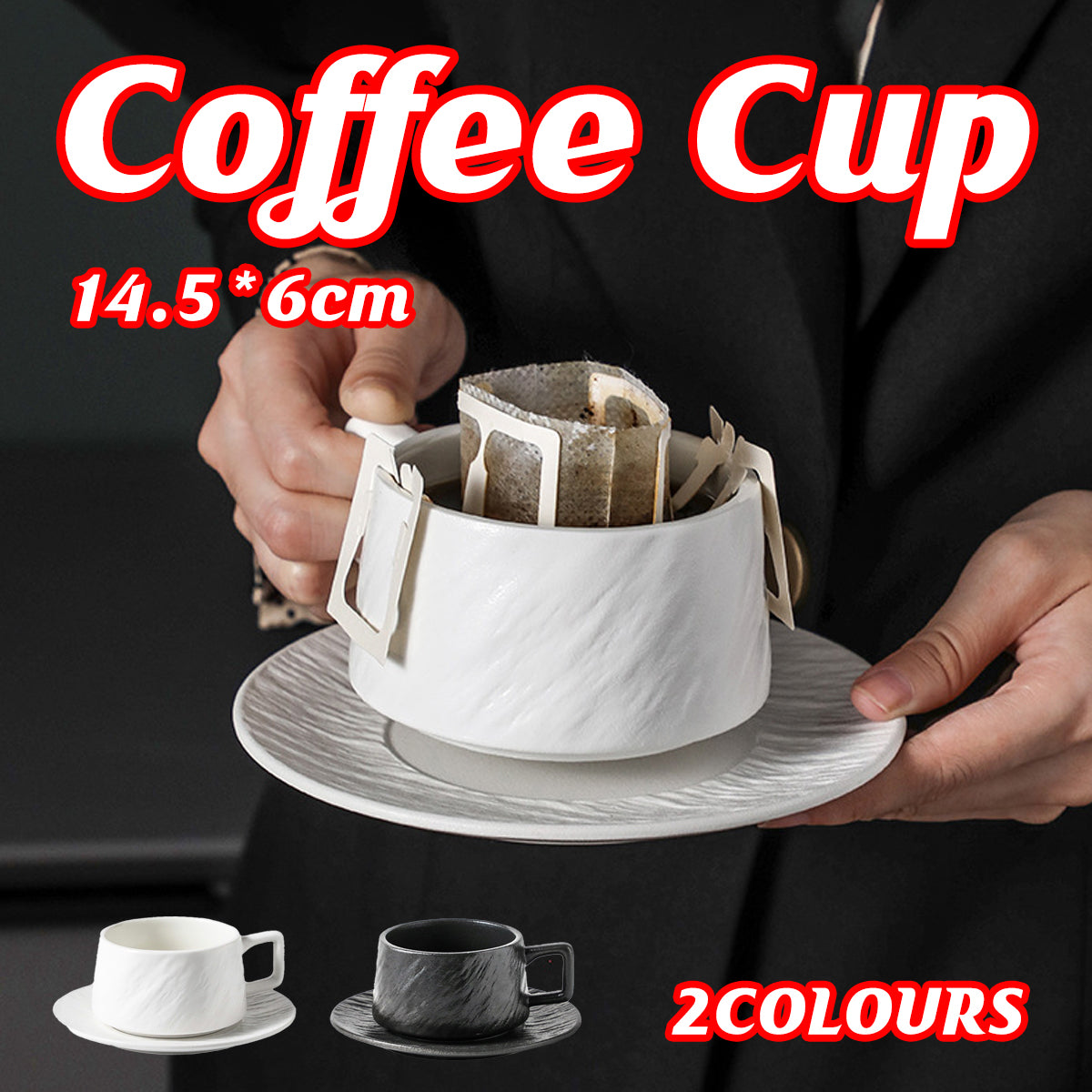 Ceramic Coffee Cup and Saucer Set Simple Tea Mug for Breakfast Drinkware