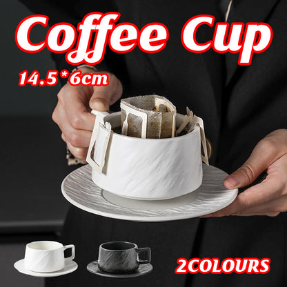 Ceramic Coffee Cup and Saucer Set Simple Tea Mug for Breakfast Drinkware