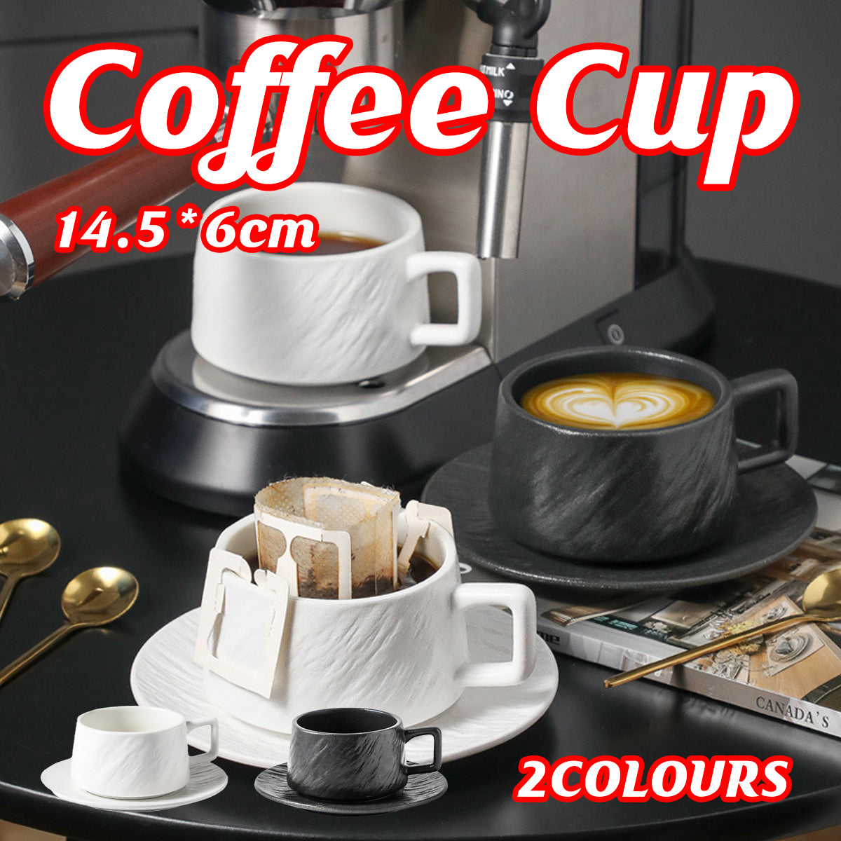Ceramic Coffee Cup and Saucer Set Simple Tea Mug for Breakfast Drinkware