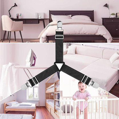 4 Pcs Triangle Fitted Sheet Strap Clips Grippers Mattress Bed Suspenders Holder