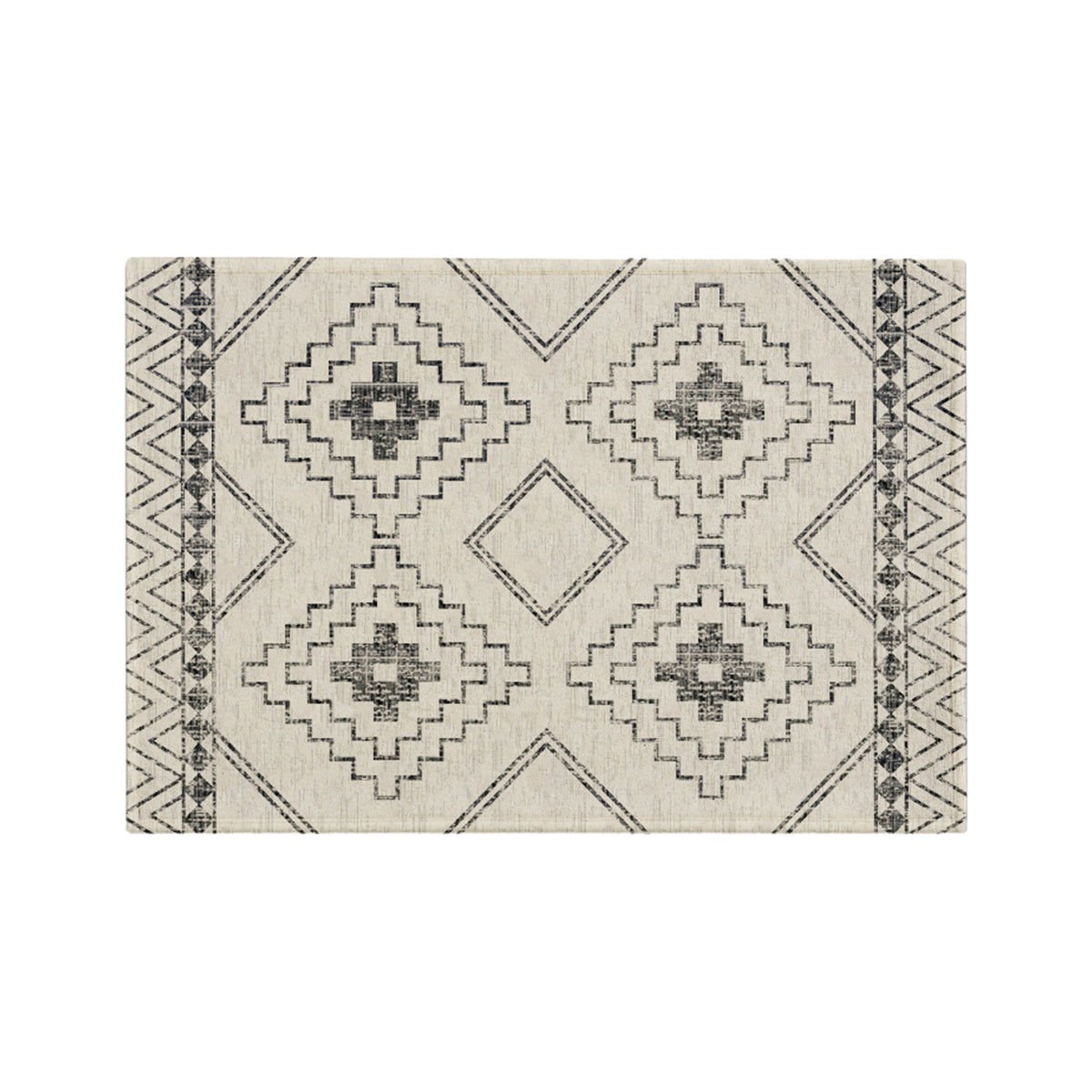 Anti-Slip Entrance Mat Bamboo-Cotton Blend Geometric Design