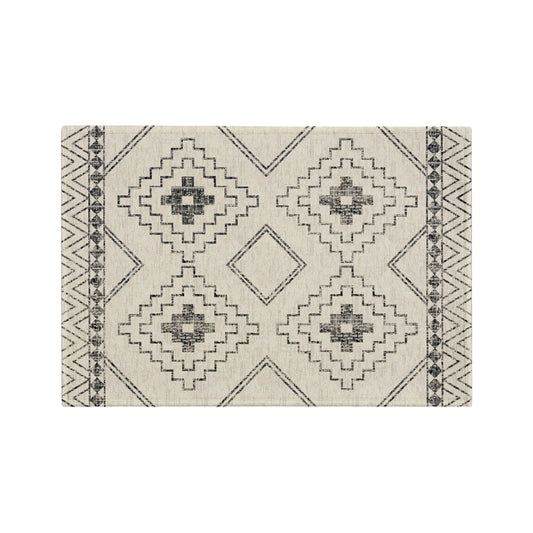 Anti-Slip Entrance Mat Bamboo-Cotton Blend Geometric Design