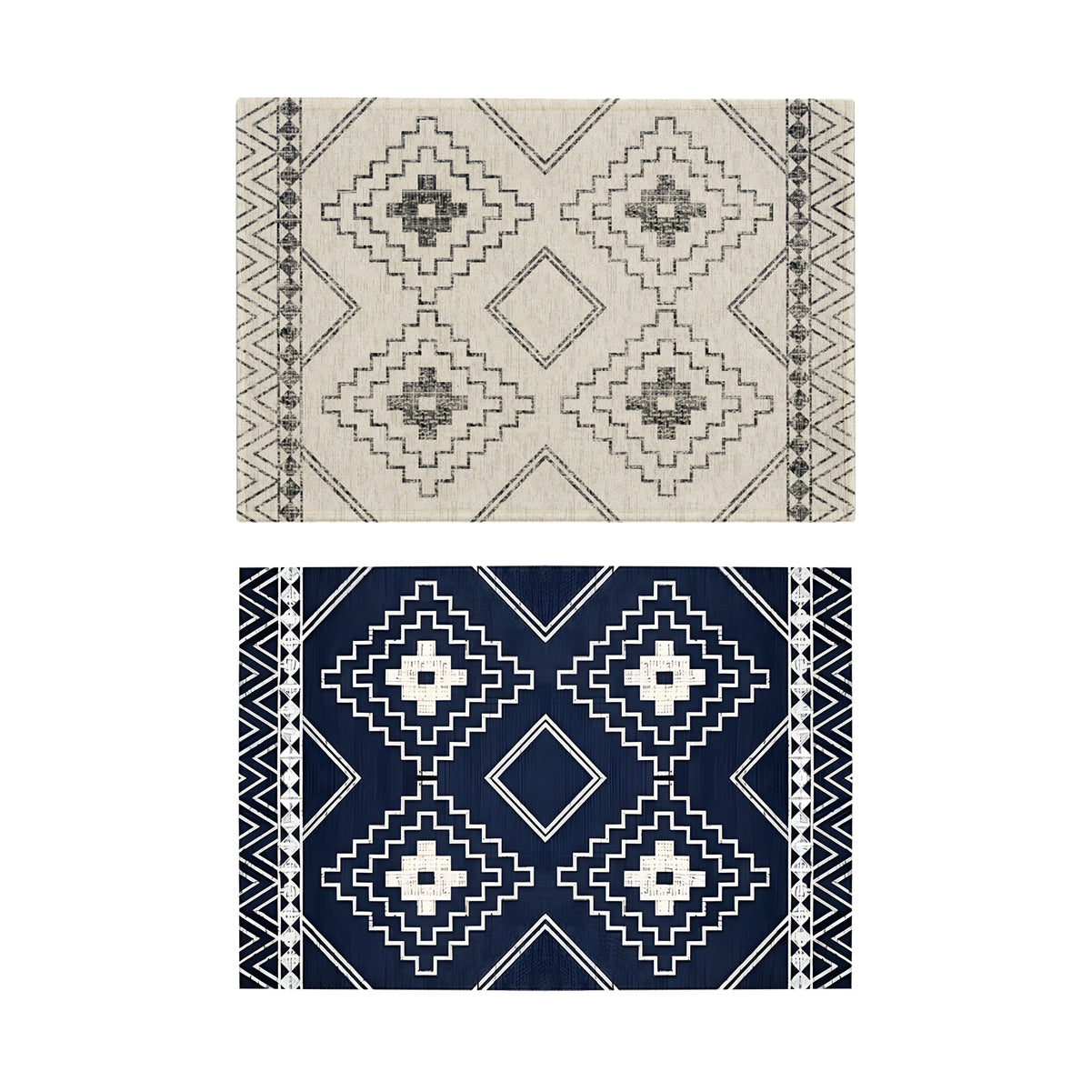Anti-Slip Entrance Mat Bamboo-Cotton Blend Geometric Design