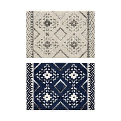 Anti-Slip Entrance Mat Bamboo-Cotton Blend Geometric Design