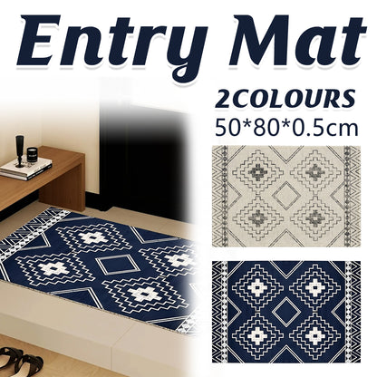 Anti-Slip Entrance Mat Bamboo-Cotton Blend Geometric Design
