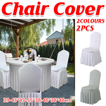 2pcs Pleated Chair Skirt Covers for Hotel Banquet Events